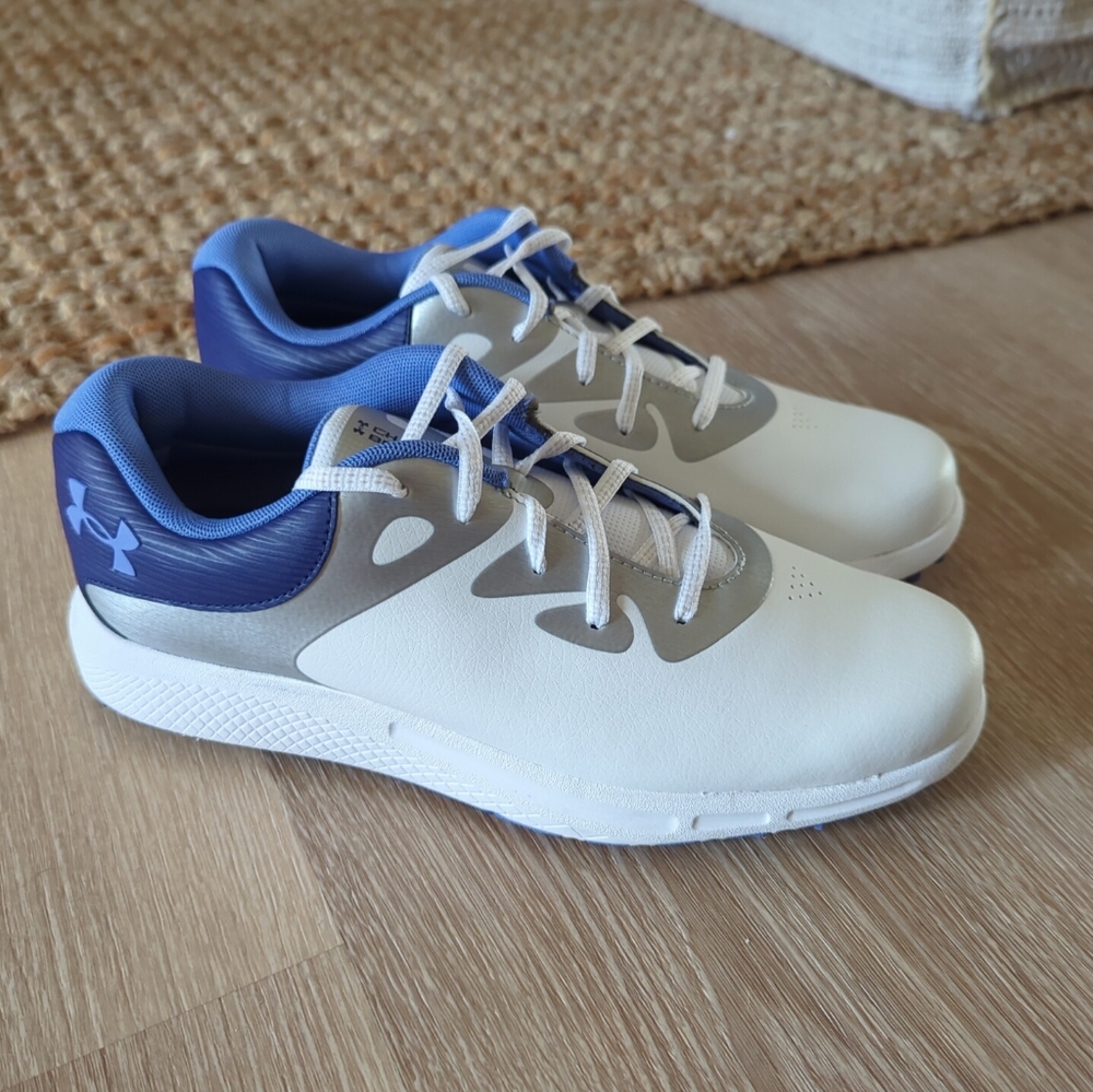 Under Armour Charged Breathe Golf Shoes Women  9.5 White/Blue Spikeless 3026403
